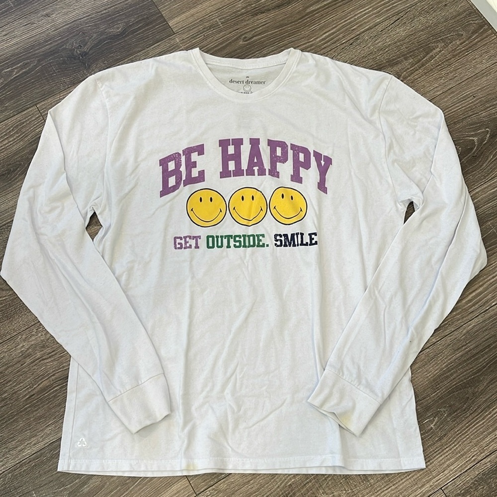 Be Happy Get Outside. smile long sleeve tee